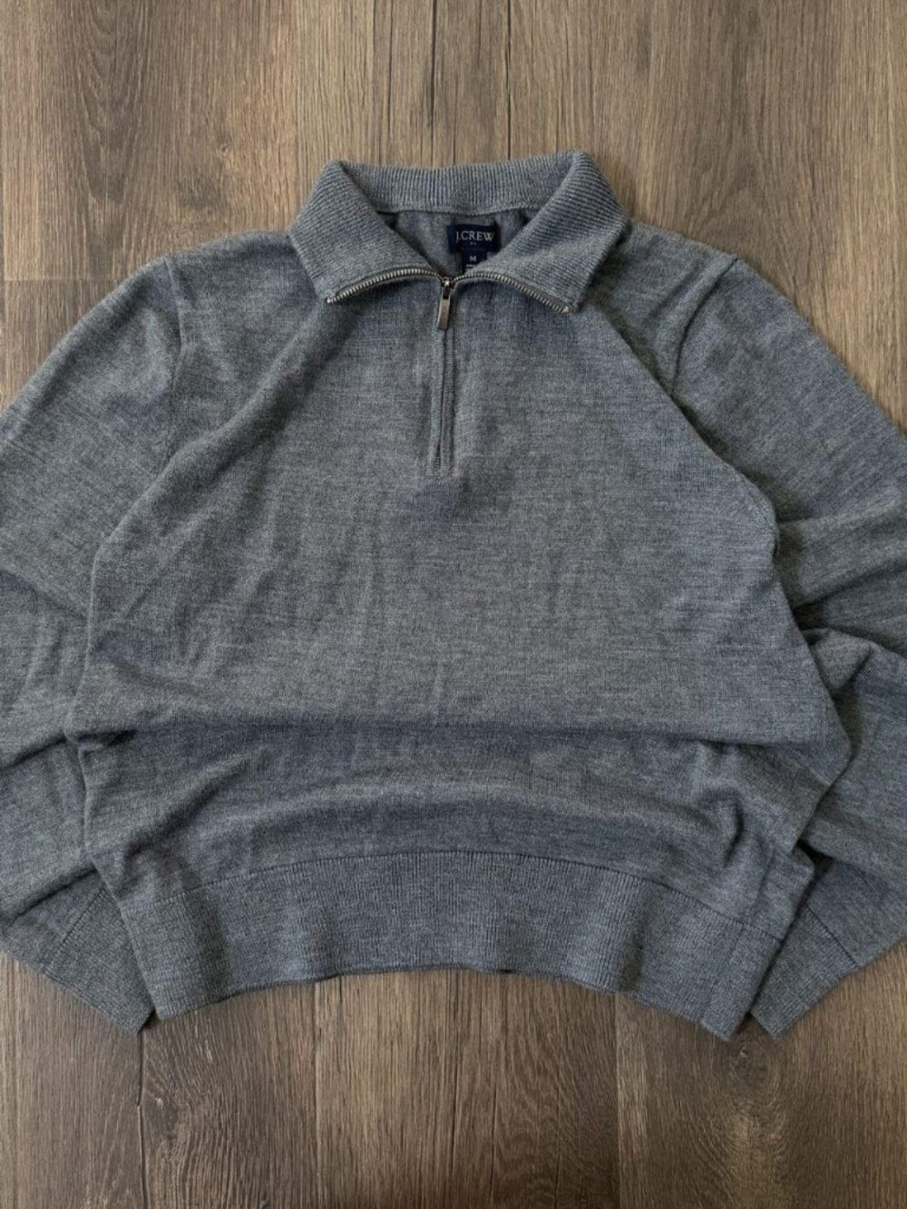 J.Crew Grey Merino Wool Quarter-Zip Sweater
